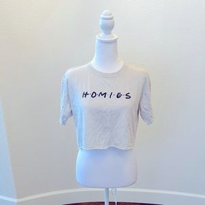 Byproduct ‘Homies’ Friends-Inspired Crop Top Off-white - Size XS